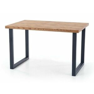 Asztal Houston 725, Fekete, Világos tölgy, 76x80x126cm, Hosszabbíthatóság, Laminált forgácslap, Fém kép