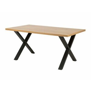 Asztal Oakland 383, Vad tölgy, Fekete, 75x90x160cm, Közepes sűrűségű farostlemez, Fém kép