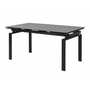 Asztal Oakland 389, Fekete, 76x85x160cm, Hosszabbíthatóság, Kerámia, Edzett üveg, Fém kép