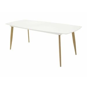 Asztal Dallas 131, Fehér, Tölgy, 75x100x240cm, Közepes sűrűségű farostlemez, Fém kép