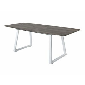 Asztal Dallas 172, Szürke, Fehér, 75x85x160cm, Hosszabbíthatóság, Közepes sűrűségű farostlemez, Fém kép