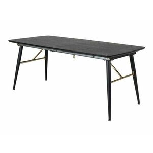 Asztal Dallas 173, Fekete, 75x90x180cm, Hosszabbíthatóság, Közepes sűrűségű farostlemez, Természetes fa furnér, Fém kép
