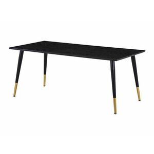 Asztal Dallas 184, Fekete, 75x90x180cm, Természetes fa furnér, Közepes sűrűségű farostlemez, Fém kép