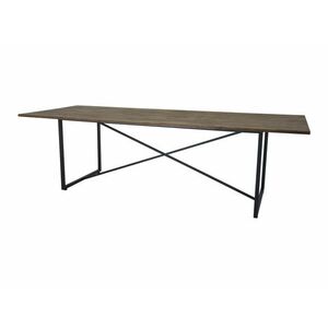 Asztal Dallas 231, Fekete, Barna, 76x100x250cm, Munkalap anyaga, Fém, Tikfa kép