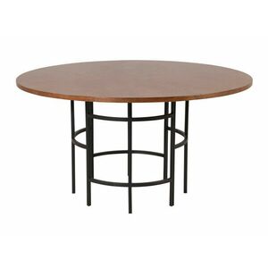 Asztal Dallas 243, Barna, Fekete, 74cm, Közepes sűrűségű farostlemez, Természetes fa furnér, Fém kép