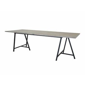 Asztal Dallas 375, Szürke, Fekete, 76x100x250cm, Munkalap anyaga, Fém, Tikfa kép