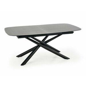 Asztal Houston 890, Sötétszürke, Fekete, 77x95x180cm, Hosszabbíthatóság, Edzett üveg, Fém kép