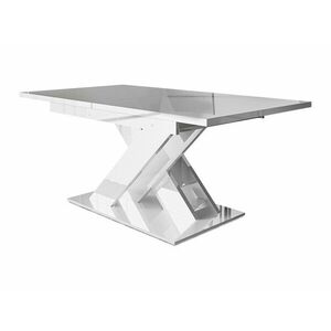 Asztal Goodyear 103, Fényes fehér, 76x80x140cm, Hosszabbíthatóság, Laminált forgácslap kép