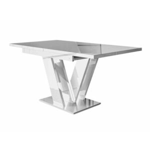 Asztal Goodyear 104, Fényes fehér, 76x80x120cm, Hosszabbíthatóság, Laminált forgácslap kép