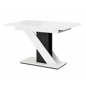 Asztal Goodyear 105, Fényes fehér, Fényes fekete, 76x80x120cm, Hosszabbíthatóság, Laminált forgácslap kép