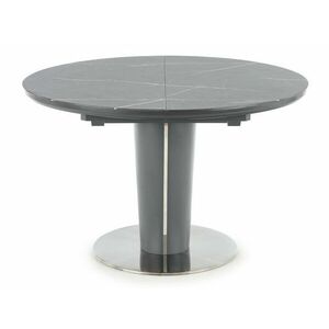 Asztal Houston 958, Szürke márvány, Sötétszürke, 76cm, Hosszabbíthatóság, Edzett üveg, Fém kép