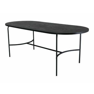 Asztal Dallas 1716, Fekete, 75x90x200cm, Közepes sűrűségű farostlemez, Természetes fa furnér, Fém kép
