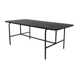 Asztal Dallas 1717, Fekete, 74x90x200cm, Közepes sűrűségű farostlemez, Természetes fa furnér, Fém kép
