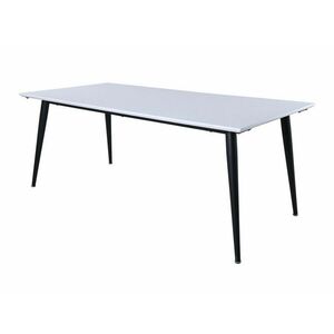 Asztal Dallas 1718, Fekete, Fehér, 76x90x195cm, Hosszabbíthatóság, HPL, Közepes sűrűségű farostlemez, Fém kép