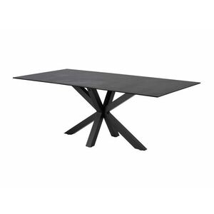 Asztal Oakland 505, Szürke, Fekete, 75.5x100x200cm, Kerámia, Edzett üveg, Fém kép