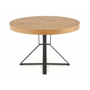 Asztal Houston 1224, Fekete, Arany tölgy, 77cm, Hosszabbíthatóság, Természetes fa furnér, Közepes sűrűségű farostlemez, Fém kép