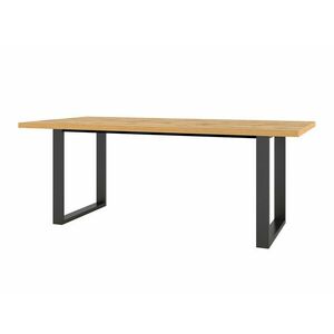 Asztal Austin K104, Fekete, Wotan tölgy, 76x100x200cm, Laminált forgácslap, Fém kép