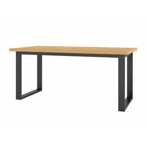 Asztal Austin K109, Wotan tölgy, Fekete, 76.3x90x170cm, Hosszabbíthatóság, Laminált forgácslap, Fém kép