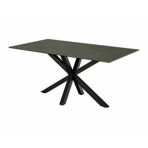 Asztal Oakland 582, Fekete, 75.5x90x160cm, Edzett üveg, Kerámia, Fém kép