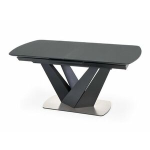 Asztal Houston 1238, Sötétszürke, Fekete, 77x90x160cm, Hosszabbíthatóság, Üveg, Közepes sűrűségű farostlemez, Fém kép