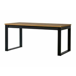 Asztal Ogden J112, Fekete, Wotan tölgy, 77x90x160cm, Hosszabbíthatóság, Laminált forgácslap, Fém kép