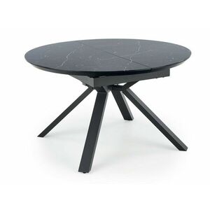 Asztal Houston 1245, Fekete márvány, Fekete, 76cm, Hosszabbíthatóság, Edzett üveg, Közepes sűrűségű farostlemez, Fém kép