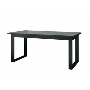 Asztal Austin U117, Fekete, Fényes szürke, 76x80x130cm, Hosszabbíthatóság, Laminált forgácslap, Edzett üveg kép