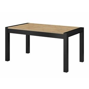 Asztal Austin AT110, Matt fekete, Világos tölgy, 79x90x160cm, Hosszabbíthatóság, Laminált forgácslap kép