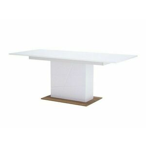 Asztal Fresno R109, Fényes fehér, Riviera tölgy, Fehér, 79x90x160cm, Hosszabbíthatóság, Laminált forgácslap kép