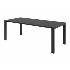 Asztal Oakland 788, Fekete, Matt fekete, 75x90x200cm, Üveg, Kerámia, Fém kép