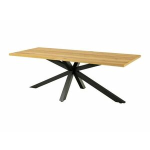 Asztal Oakland 800, Fekete, Vad tölgy, 75.5x90x220cm, Közepes sűrűségű farostlemez, Természetes fa furnér, Fém kép