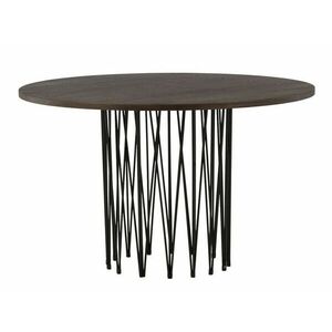 Asztal Dallas 3200, Sötét barna, Fekete, 74cm, Közepes sűrűségű farostlemez, Természetes fa furnér, Fém kép