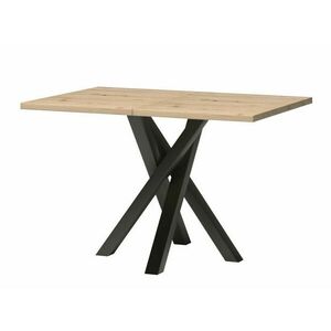 Asztal Stanton H112, Fekete, Artisan tölgy, 75x80x120cm, Hosszabbíthatóság, Laminált forgácslap, Fém kép
