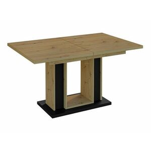 Asztal Goodyear 124, Fekete, Artisan tölgy, 75x90x140cm, Hosszabbíthatóság, Laminált forgácslap kép