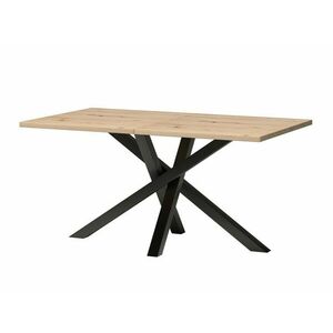 Asztal Stanton 146, Fekete, Artisan tölgy, 75x90x160cm, Hosszabbíthatóság, Laminált forgácslap, Fém kép