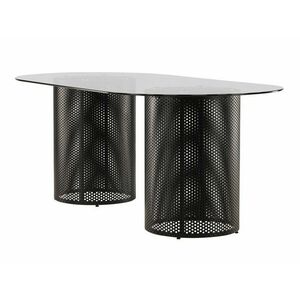 Asztal Dallas 3340, Fekete, 75x100x200cm, Edzett üveg, Fém kép