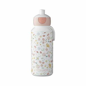 Fehér-világos rózsaszín gyerek ivópalack 400 ml Flowers & butterflies – Mepal kép