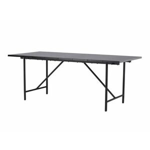 Asztal Dallas 3746, Fekete, 75x90x200cm, Közepes sűrűségű farostlemez, Fém kép