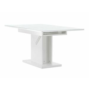 Asztal Dallas 3749, Fehér, 76x90x120cm, Hosszabbíthatóság, Edzett üveg, Közepes sűrűségű farostlemez kép