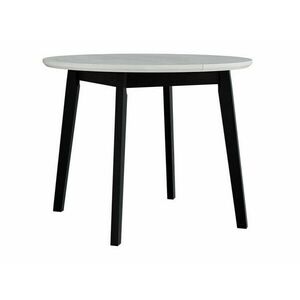 Asztal Victorville 184, Fekete, Fehér, 75cm, Hosszabbíthatóság, Közepes sűrűségű farostlemez, Váz anyaga, Részben összeszerelt, Bükkfa kép
