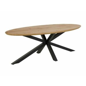 Asztal Oakland 885, Vad tölgy, Fekete, 75.5x100x220cm, Természetes fa furnér, Közepes sűrűségű farostlemez, Fém kép