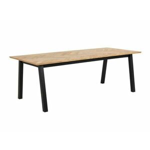 Asztal Oakland 388, Tölgy, Fekete, 75x95x220cm, Természetes fa furnér, Laminált forgácslap, Közepes sűrűségű farostlemez kép