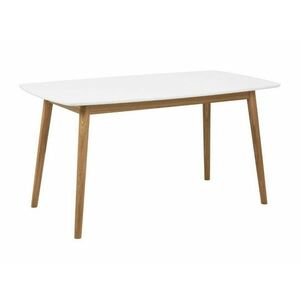 Asztal Oakland D107, Tölgy, Fehér, 75.5x80x150cm, Közepes sűrűségű farostlemez, Természetes fa furnér, Váz anyaga kép