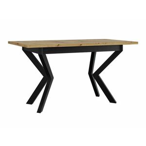 Asztal Victorville 328, Artisan tölgy, Fekete, 79x80x140cm, Hosszabbíthatóság, Laminált forgácslap, Fém kép