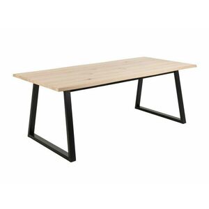 Asztal Oakland 981, Vad tölgy, Fekete, 75x100x220cm, Közepes sűrűségű farostlemez, Természetes fa furnér kép