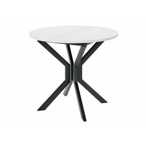 Asztal Edmond 111, Fekete, Fehér, 77cm, Hosszabbíthatóság, Laminált forgácslap, Fém kép