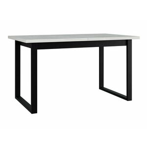 Asztal Victorville 353, Fekete, Fehér, 79x80x140cm, Hosszabbíthatóság, Laminált forgácslap, Fém kép