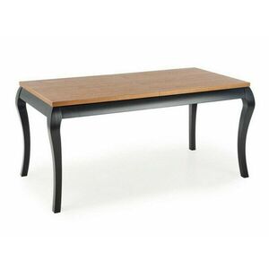 Asztal Houston 1202, Fekete, Sötét tölgy, 77.5x80x160cm, Hosszabbíthatóság, Természetes fa furnér, Váz anyaga, Bükkfa kép