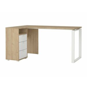 Sarok íróasztal Tustin AA112, Szögletes, Fiókos, 75.6x150x99.6cm, Hickory tölgy, Fehér kép