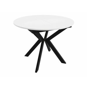 Asztal Oswego 112, Fekete, Fehér, 76cm, Hosszabbíthatóság, Laminált forgácslap, Fém kép